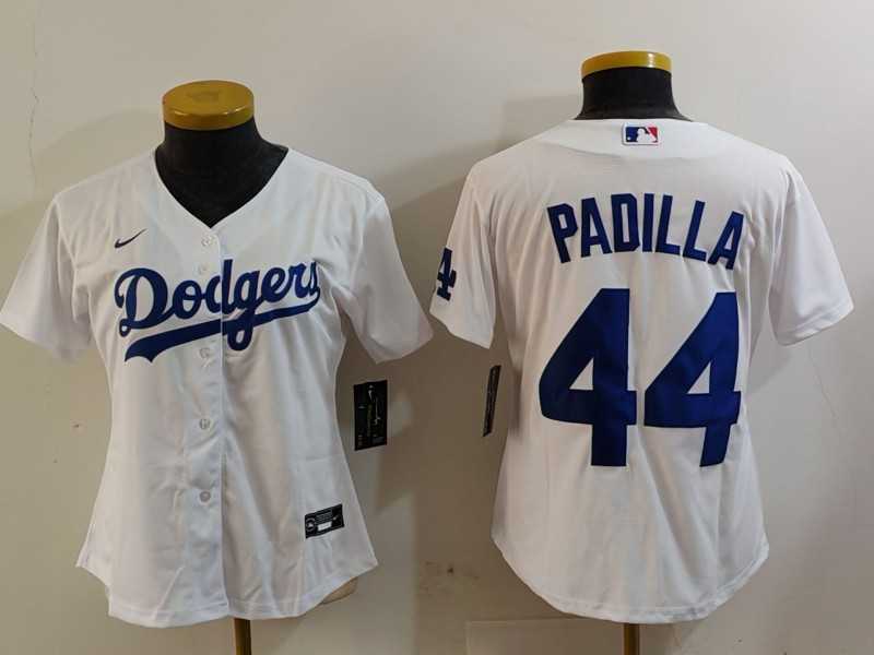 Womens Los Angeles Dodgers #44 Vicente Padilla White Cool Base Stitched Jersey